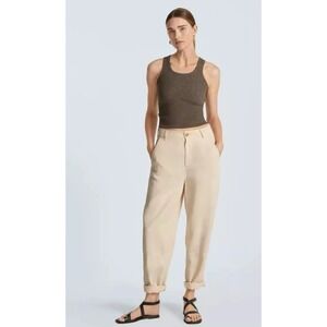 Everlane‎ Size 0 The Relaxed Barrel Pant Tencel Lyocell Bone White Tapered Beach